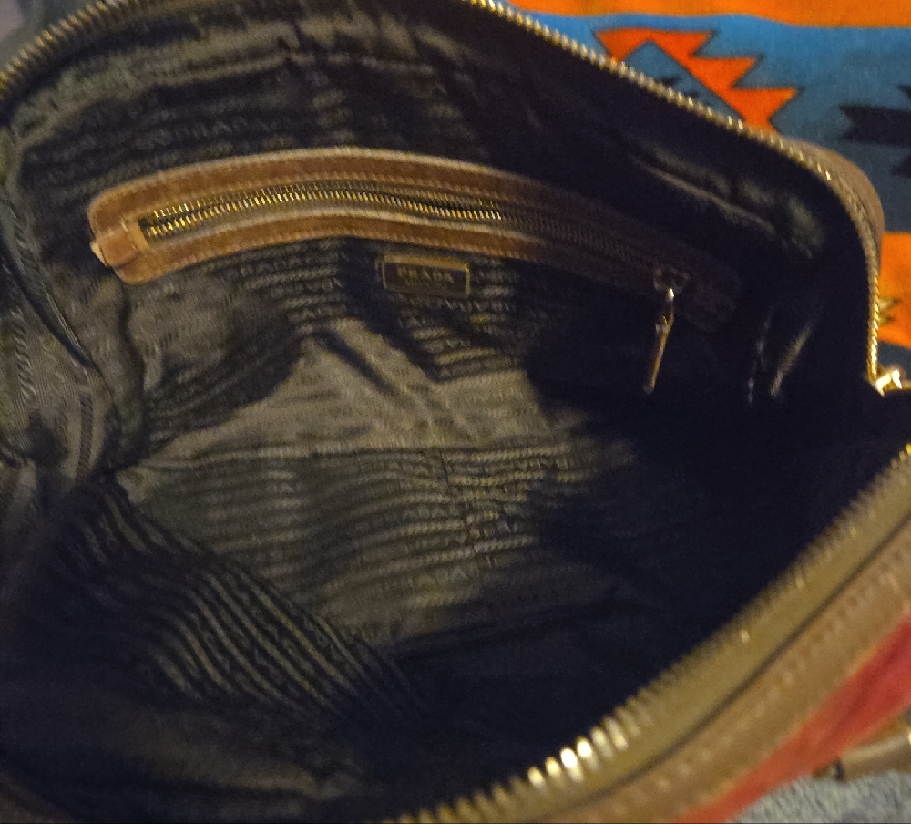 Prada Red and Brown Satchel with Beige Stripe - Picture 10 of 10